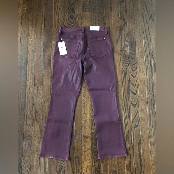 7 for all Mankind Women’s 29 High Waist Slim Kick Cropped Jeans in Ruby - NWT! - Picture 13 of 16